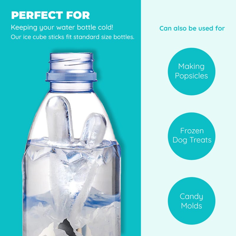Jacent Resusable Silicone and Plastic Water Bottle Ice Cube Stick Tray, Easy Push & Pop Ice Cubes for Water Sports Bottle: 1 (ONE) Pack Water Bottle Ice Cube Stick Tray - Image 4